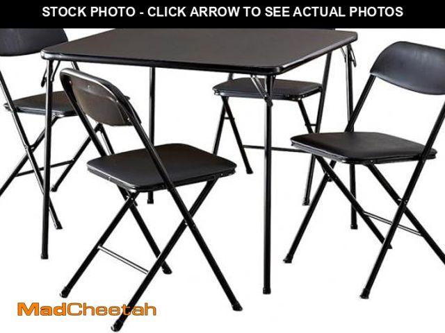 Lot 74-12423654 - Mainstays 5 Piece Card Table and Chair Set, Black - UNUSED