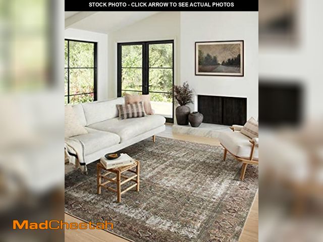 Lot 74-12109672 - Amber Lewis X Loloi Georgie Ger-07 5' X 7'6" Area Rug - Moss, Coral - UNUSED