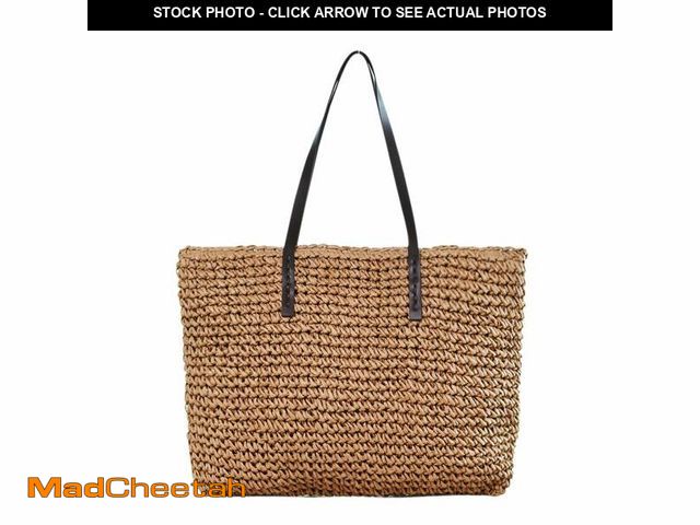 Lot 74-14144873 - Ayliss Women Straw Woven Tote Large Beach Handmade Weaving Shoulder Bag Purse Straw Handbag (Square ...