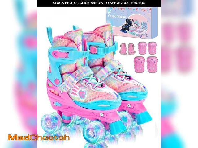 Lot 74-12182845 - Sportneer Kids Roller Skates, 4 Adjustable Light up Roller Skates for Girls Boys Kids Toddlers Begin...