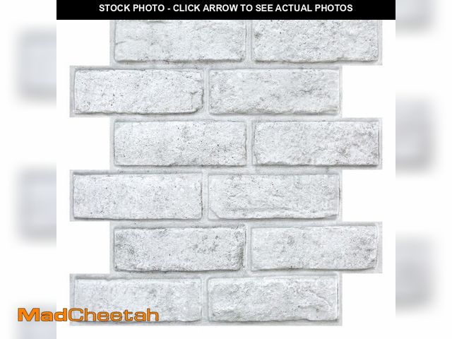 Lot 74-12710730 - COMSTICKC 3D Faux White Brick Peel and Stick Wall Panels, 10 Pcs of 12"X12", with Gray Spots Atmosph...