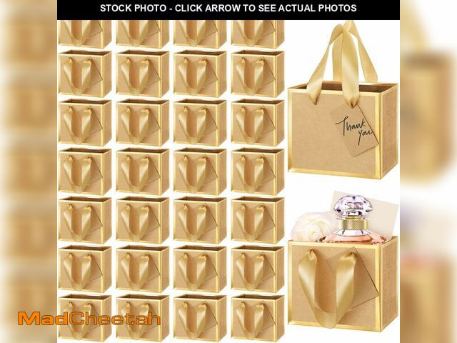Lot 74-13632159 - Yeaqee 50 Pcs Mini Metallic Gift Bags with Handles 4x4.75x2.25'' Tiny Thank You Favor Bags with Tag ...