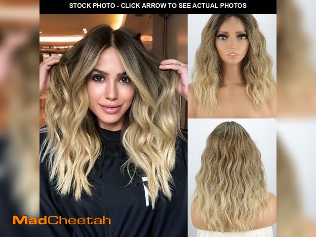 Lot 74-14353119 - MISSQUEEN Medium Length Ombre Blonde Wavy Curly Hair Wig for Women Everyday Hairstyle Party Use - UN...