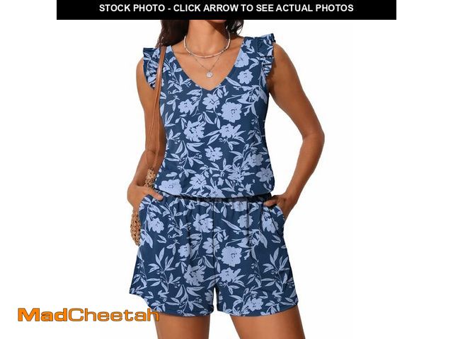Lot 74-14053191 - Summer Mae Ruffle Swim Romper One Piece Swimsuit Women Modest High-Back Bathing Suit with Pockets 20...