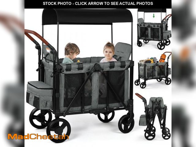 Lot 74-12481994 - Vomeast Wagon Stroller for 2 Kids, 3-in-1 Outdoor baby stroller with Canopy, 5-Point Harness, Adjust...