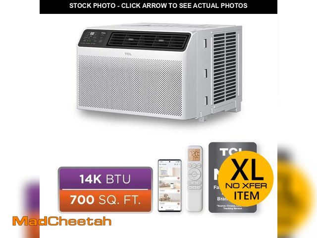 Lot 74-14373221 - TCL 14,000 BTU Smart Window AC, Cools 700 Sq. Ft, WiFi, Remote, AC/Fan/Dehumidifier, Sleep/Eco Mode,...