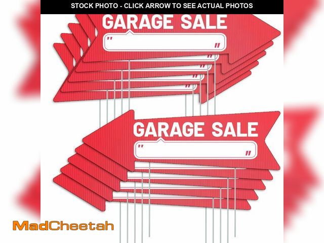 Lot 74-14147691 - Garage Sale Sign red Arrow Garage Sale Sign with Stakes Waterproof Reusable Yard Sale Signs with Dir...