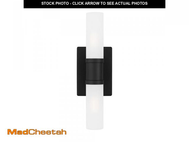Lot 74-12411713 - Generation Lighting Keaton 5 in. Small 2-Light Midnight Black Vanity Light with Satin Etched Glass S...
