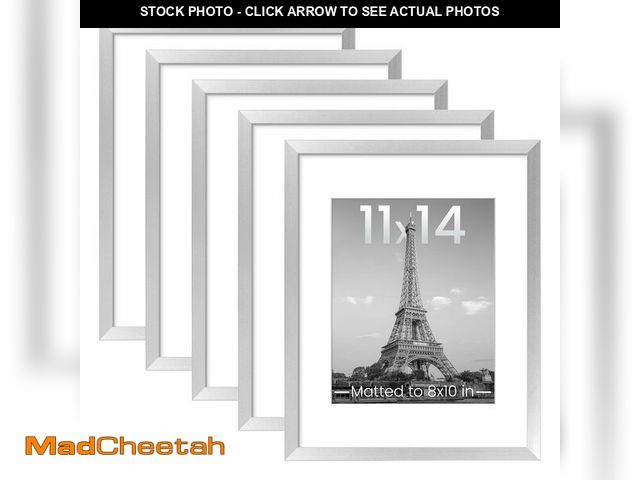 Lot 74-14054031 - upsimples 11x14 Picture Frame Set of 5, Display Pictures 8x10 with Mat or 11x14 Without Mat, Wall Ga...