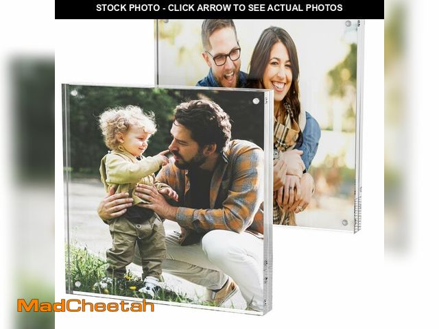 Lot 74-14381430 - Hongtuocb Acrylic Picture Frame 8x8 inch 2 Pack, 24mm Thick Blocks Double Sided Strong Magnetic Acry...
