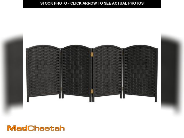 Lot 74-12584951 - RED LANTERN 2 ft. Short Diamond Weave Fiber Folding Screen - Black - 4 Panel - UNUSED