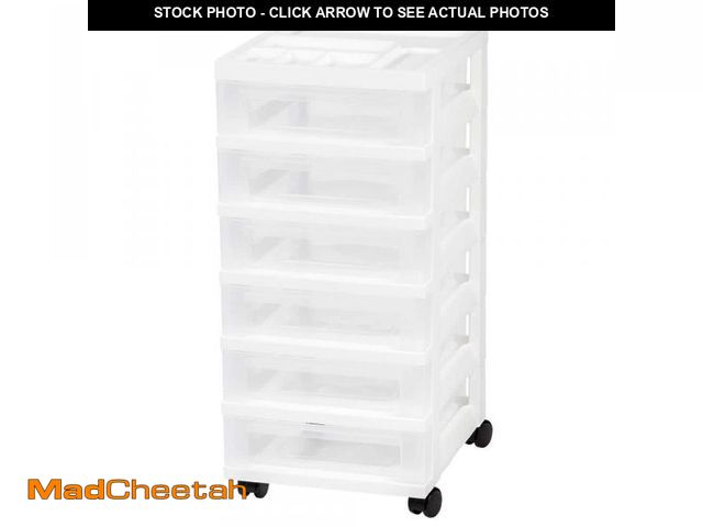 Lot 74-12365250 - IRIS 6 Drawer Cart Storage Bin in White - UNUSED