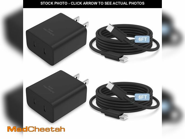 Lot 74-14263825 - 45W 2Pack Super Fast Charger USB C Dual Port Android Phone Charger Type C Fast Charging Block with 6...