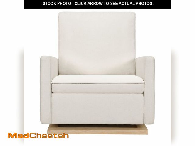 Lot 74-12572621 - babyletto Cali Pillowback Chair and a Half Glider in Performance Cream Eco-Weave with Light Wood Bas...