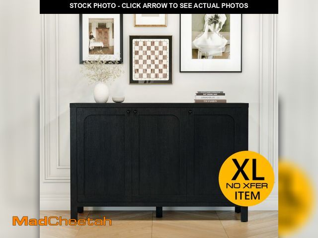 Lot 74-13563553 - GOUUN 47" Black Sideboard Buffet Cabinet with Storage Modern Credenza with Doors Heavy Duty Wood TV ...