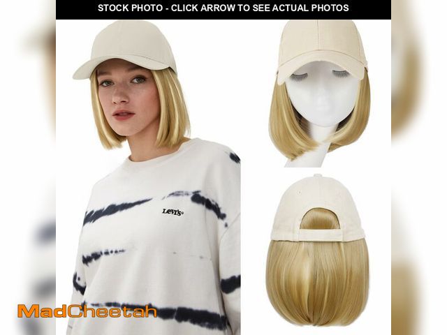 Lot 74-14267976 - Hat Wigs for Women Baseball Cap with Hair Extensions Short Straight Bob Hairstyle Caps with Hair Att...
