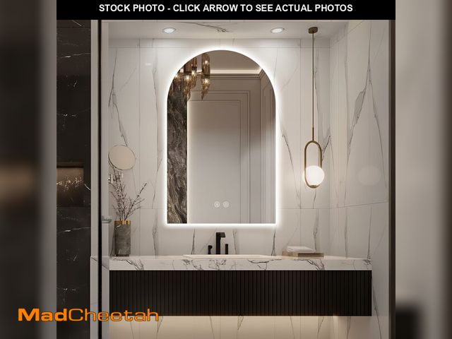 Lot 74-12568521 - Niccy Arched LED Bathroom Mirror, 48x30 Inch Arch Frameless Backlit Mirrors for Wall Arched Lighted ...
