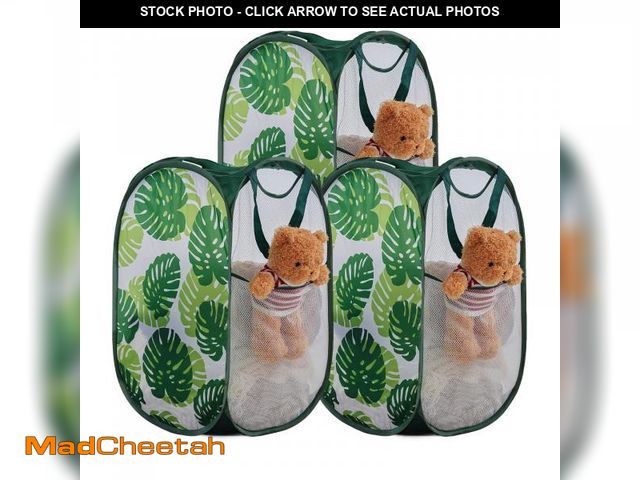 Lot 74-12434527 - Collapsible Mesh Pop Up Laundry Hamper with Sturdy Handles and Side Pocket - Portable Foldable Cloth...