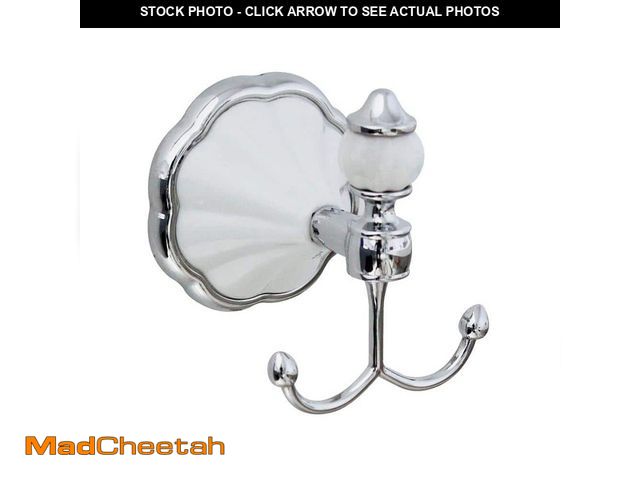 Lot 74-14112690 - MODONA FLORA Double Robe and Towel Hook in White Porcelain and Polished Chrome - UNUSED