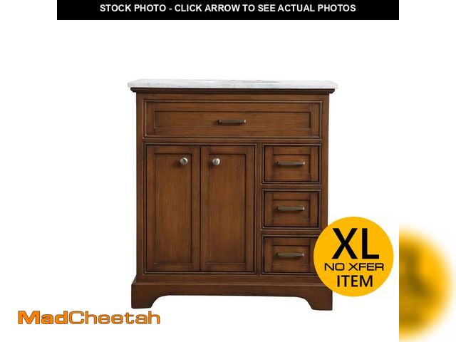 Lot 74-12773184 - Unbranded Timeless Home 32 in. W x 21.5 in. D x 35 in. H Single Bathroom Vanity in Teak with White M...