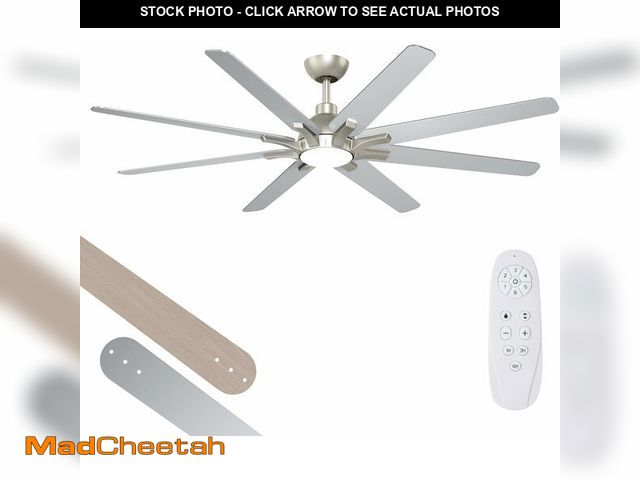 Lot 74-13697003 - putroad 72 Inch Ceiling Fans with Lights - Brushed Nickel Large Modern Ceiling Fan with Light and Re...