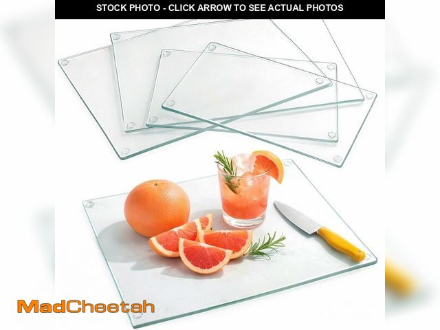 Lot 74-14381072 - Hacaroa 4 Pack Tempered Glass Cutting Board with Rubber Feet, Rectangle Non-slip Chopping Board, Lon...