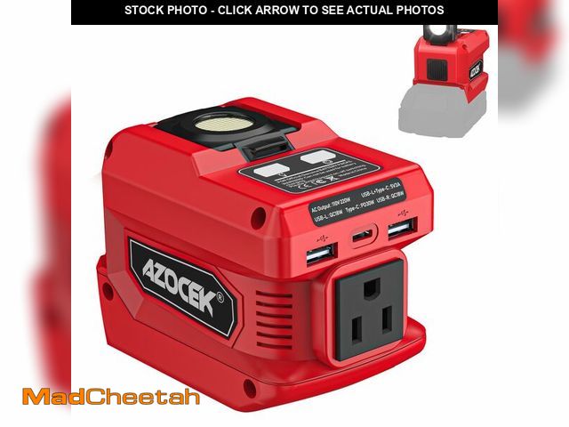Lot 74-14055694 - 220W Azocek Power Inverter Compatible with Milwaukee 18V Battery, DC 18V to AC 110V Portable Power S...