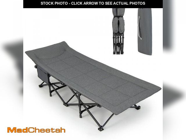 Lot 74-12495582 - Gymax Folding Camping Cot Portable Tent Sleeping Bed with Cushion Headrest Carry Bag Grey - UNUSED
