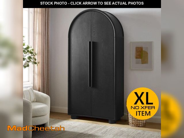 Lot 74-14591862 - MODWAY Bellamy Black 79.1 in. Accent Cabinet Office Storage Cabinet with 4 Shelves with 2 Adjustable...