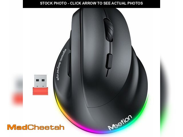 Lot 74-14050428 - MEETION Ergonomic Mouse, Wireless Vertical Mouse RGB Backlit Rechargeable Mice for Bluetooth(5.2 + 3...