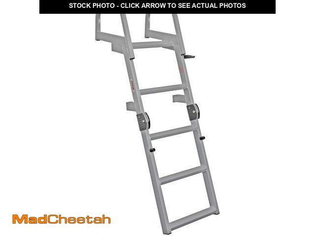Lot 74-13696523 - Extreme Max 3006.8881 Deluxe Welded Aluminum Folding Dock &amp; Pontoon Ladder - 4-Step - UNUSED