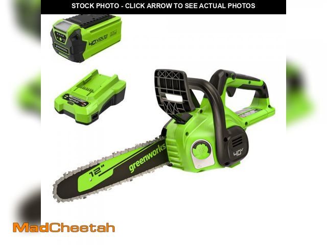 Lot 74-12491201 - Greenworks 40V 12-Inch Chainsaw, 2.0Ah Usb Battery and Charger - UNUSED