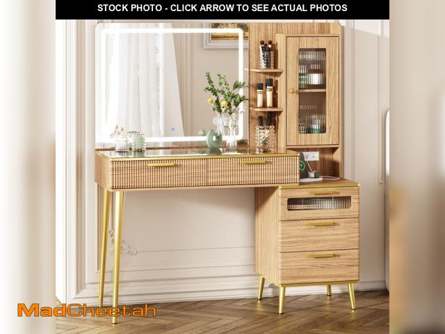 Lot 74-12165191 - (MISSING HARDWARE) Chrangmay 47.24" Big Modern Vanity Desk with Mirror and Lights,Makeup Vanity Desk...
