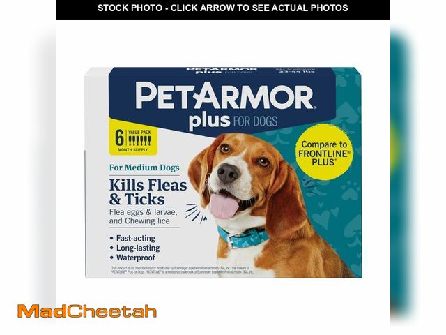 Lot 74-14271151 - PetArmor Plus Flea and Tick Prevention for Dogs, Medium Dog Flea and Tick Treatment, 6 Doses, Waterp...