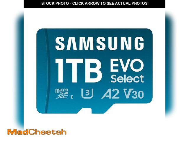 Lot 74-13328510 - Samsung EVO Select microSD Memory Card + Adapter, 1TB microSDXC, Up-to 160 MB/s, 4K UHD, UHS-I, C10,...