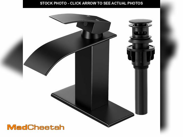 Lot 74-13953947 - RNDIOZD Matte Black Bathroom Faucets, Waterfall Bathroom Sink Faucet Modern Single Handle Bathroom F...