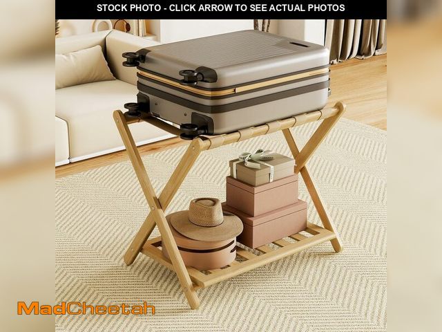 Lot 74-13836187 - oakvivo Fully Assembled Luggage Rack, 26.77" Luggage Rack for Guest Room, Bamboo Folding Suitcase St...