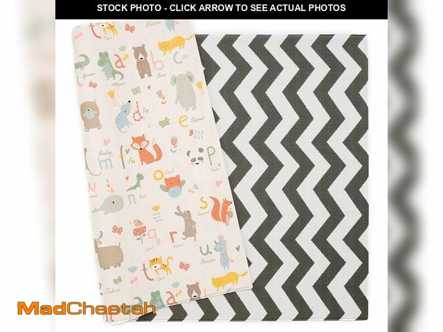 Lot 74-12688881 - Baby Care Play Mat (Large, Zig Zag - Black) 82'' x 55'' Original One-Piece Reversible Rollable Water...