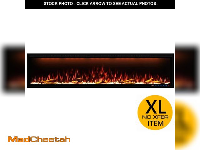 Lot 74-12813129 - Boyel Living Black 74 in. 400 Sq. Ft. Recessed and Wall Mounted Electric Fireplace with Remote Contr...