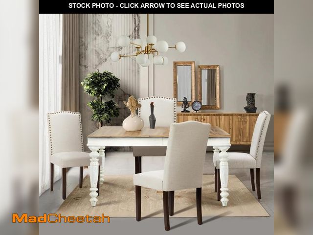 Lot 74-11225914 - DUMOS Dining Chairs Set of 4, Fabric Dining Room Chairs, Upholstered Parsons Chairs with Nailhead Tr...