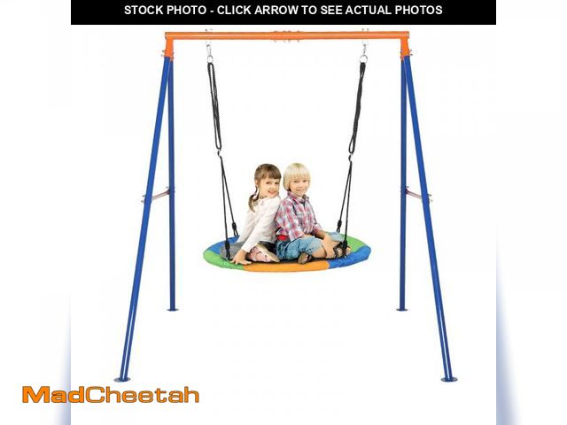 Lot 74-12402304 - Ktaxon 550lbs Capacity Kids Swing Set with Heavy Duty A-Frame Metal Swing Stand, 40" Saucer Swing, f...
