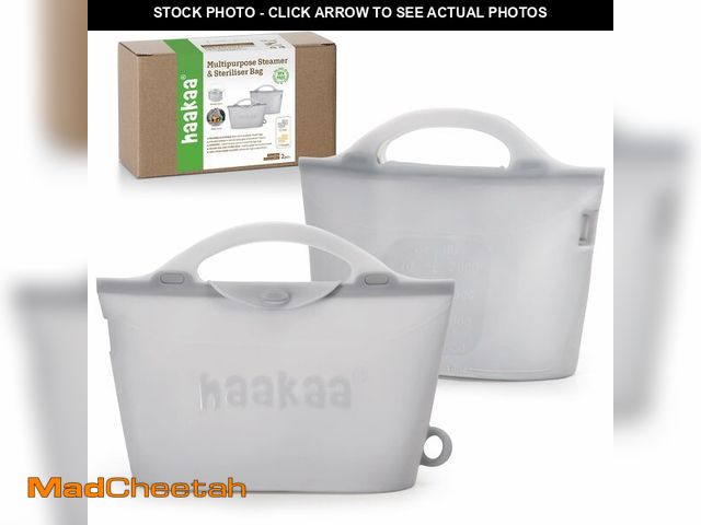 Lot 74-12701345 - Haakaa Silicone Microwave Steamer &amp; Steriliser Bag, 70oz/2000ml Large Capacity Reusable Steaming...