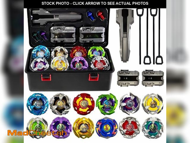 Lot 74-13540627 - Battle Spinning Top Set with 12 Colorful Tops, Launchers and Accessories, Combat Game Collection - U...