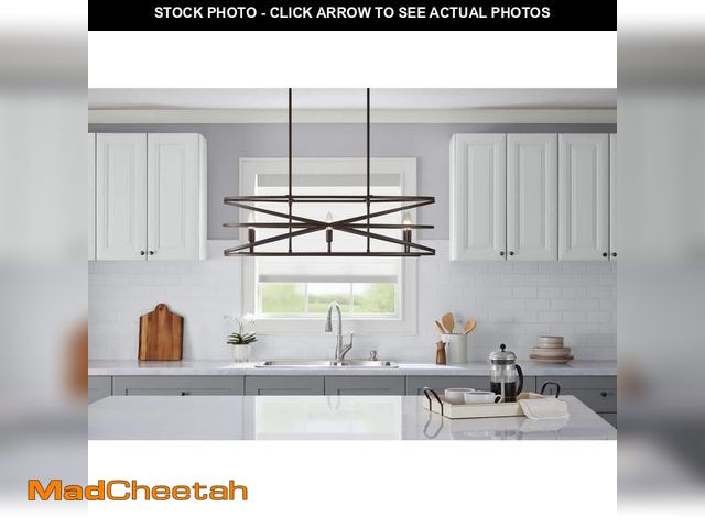 Lot 74-14392435 - Home Decorators Collection Sarolta Sands 6-Light Black Kitchen Island Pendant Light Fixture with Lin...