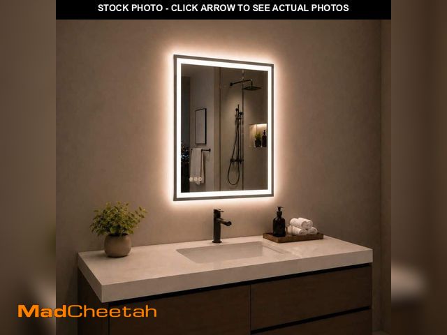 Lot 74-14311694 - niveal Aureline 30 in. W x 36 in. H Rectangular Frameless LED Light Dimmable Anti-Fog Wall Bathroom ...