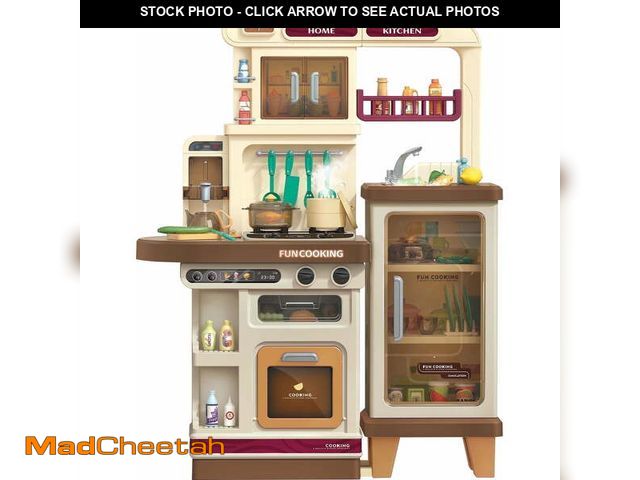 Lot 74-12836764 - Lookfly 40.6 Inch Play Kitchen Set for Kids, Large Pretend Play Kitchen with Realistic Lights and So...