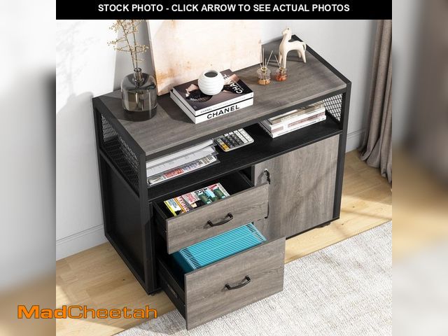 Lot 74-14593401 - BYBLIGHT Atencio 2-Drawers Gray and Black 31.4 in. W Engineered Wood Lateral File Cabinet BB-F1665BJ...