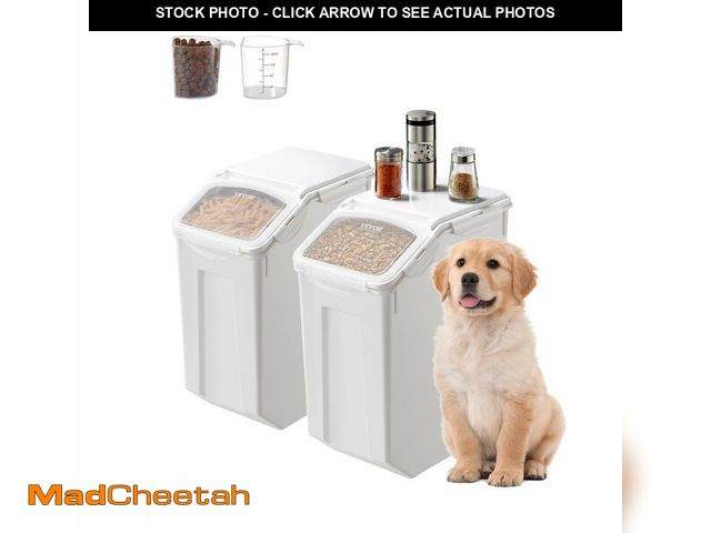 Lot 74-13803583 - VEVOR Rice Storage Container, 4.5Gallon/20L x2 Capacity Large Dog Food Dispenser Bin, Kitchen Ingred...