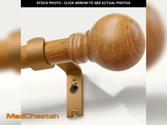 Lot 74-14057503 - Boho Wood Curtain Rods for Windows 48 to 84 inch 1" Diameter Adjustable Heavy Duty Window Curtain Ro...