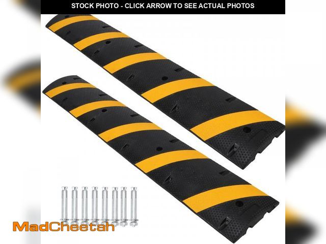 Lot 74-12389115 - 6 Ft Rubber Speed Bump, 2 Pack 2 Channel Modular Heavy Duty Speed Bumps Humps 25000 lbs Load Capacit...